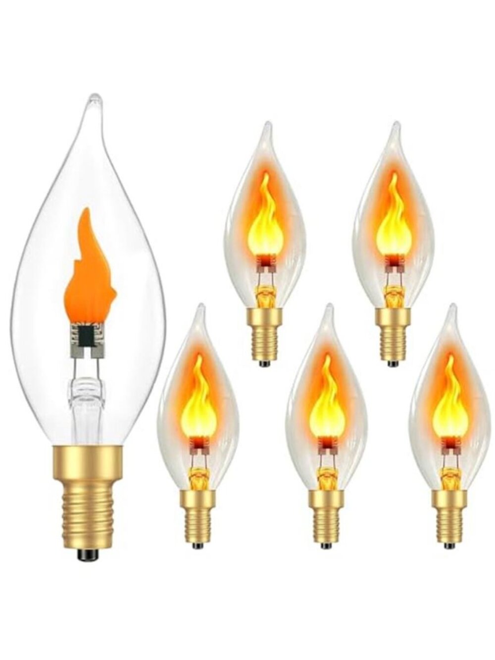 Flame Light Bulb E12 LED Realistic Flickering Fire Candelabra Decorations